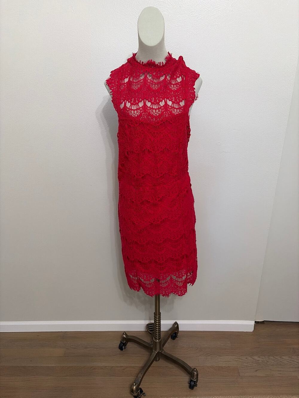 Free People Daydream Bodycon Slip Mini Dress. Color cherry, Size L